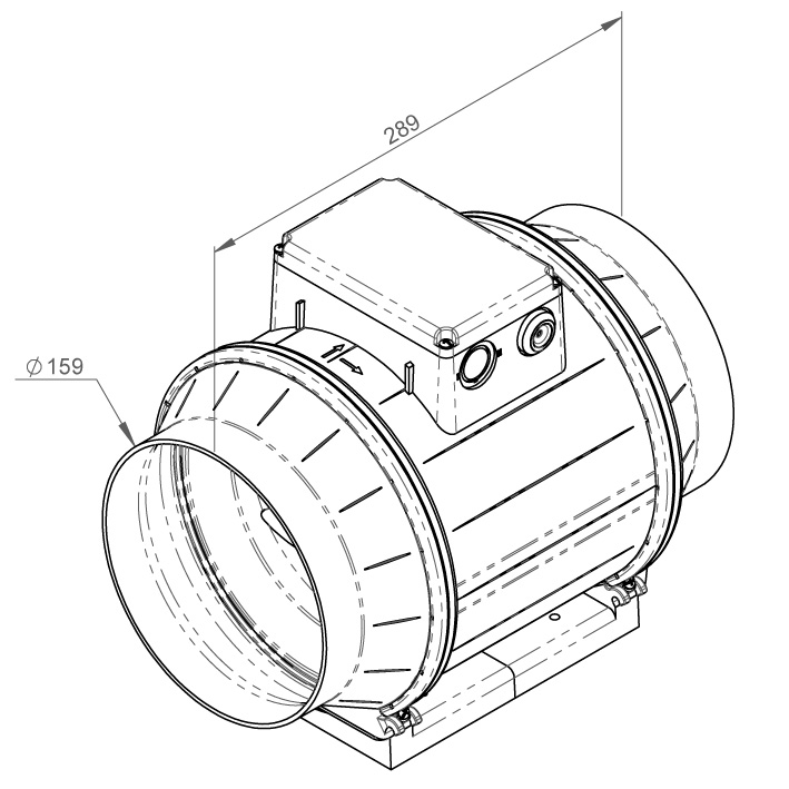 Габаритные размеры канального вентилятора Ruck EM 160L E2M 01