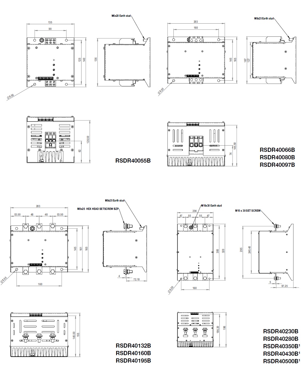 Габариты упп Carlo Gavazzi RSDR40500B 30/22 кВт